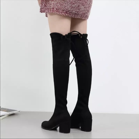 PREORDER! Over The Knee Vegan Suede Boots - Picture 4 of 8